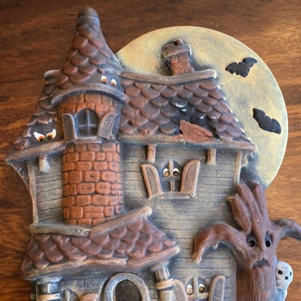 HALLOWEEN Vintage Chalkware Wall Haunted House - Picture 4 of 7